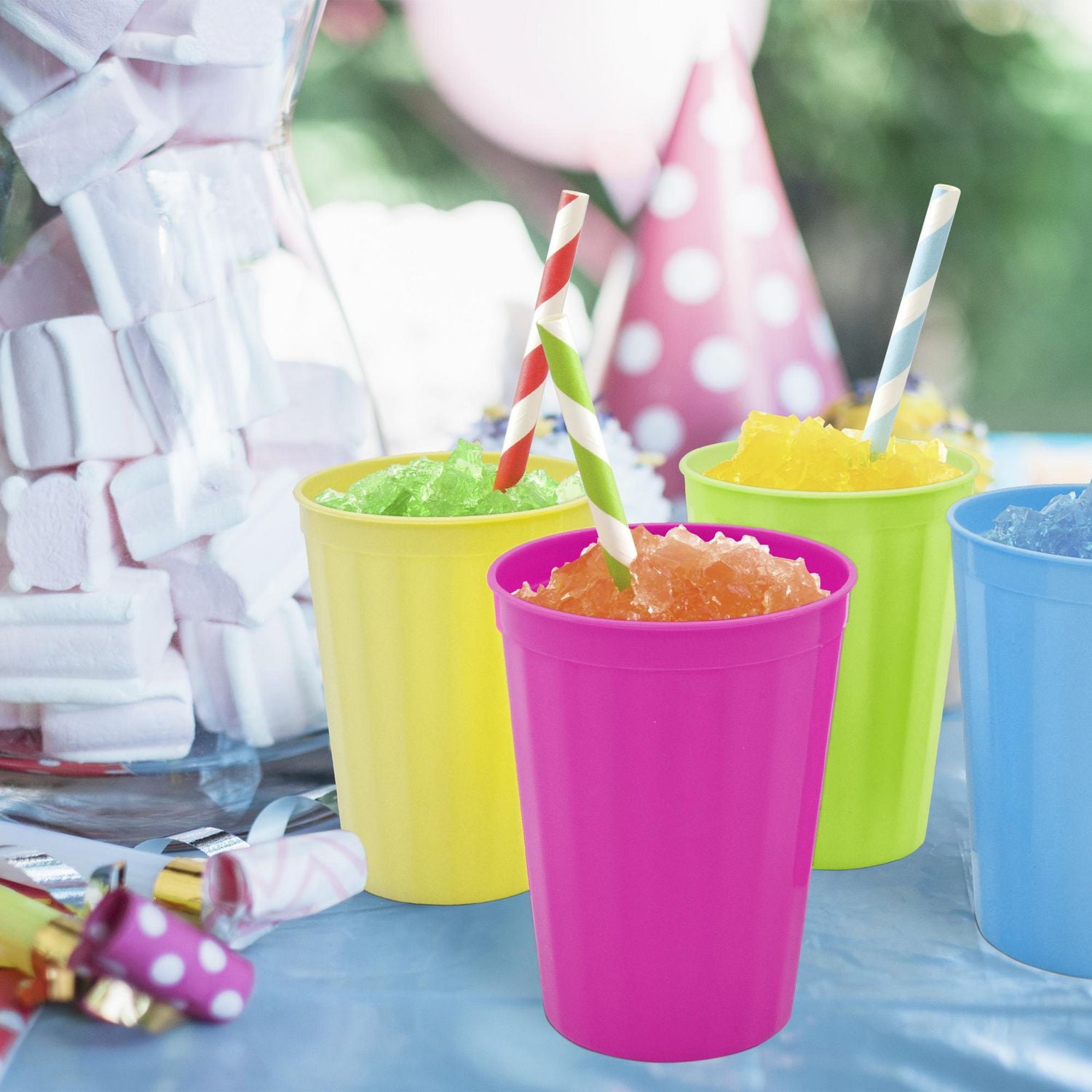 Mainstays Assorted Colour Plastic Tumbler Set, 4pc, 50% Recycled Material