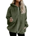 thumbnail image 2 of Frwazo Women's Fall and Winter Plus Size Jacket Double Sided Fleece Zipper Solid Color Long Sleeve Hooded Jacket Warm Jacket with Pockets on Clearance Christmas Gift, 2 of 7