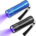 thumbnail image 1 of Linterna UV 2 piezas Detector de luz negra de 9 LED (negro + azul) Linterna de luz negra portátil Mini linterna Detector de orina de mascotas para manchas secas en camas de perros y gatos, sin pilas, 1 of 5