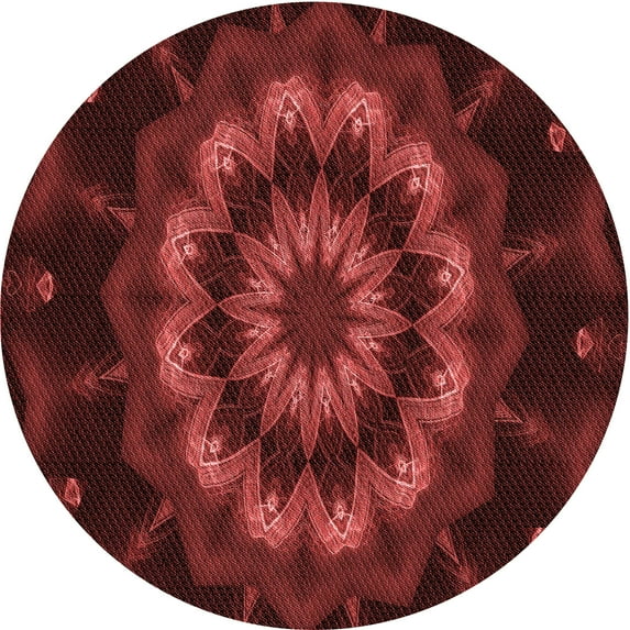 Ahgly Company Indoor Round Patterned Chilli Pepper Red Area Rugs, 7' Round