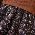 thumbnail image 4 of YWDJ Toddler Girl Party Dresses 3-8 Years Dress Brown Knit Vests + Round Neck Long Sleeve Ruffle Floral Dress Two Piece Dress Set Brown 4Y, 4 of 9