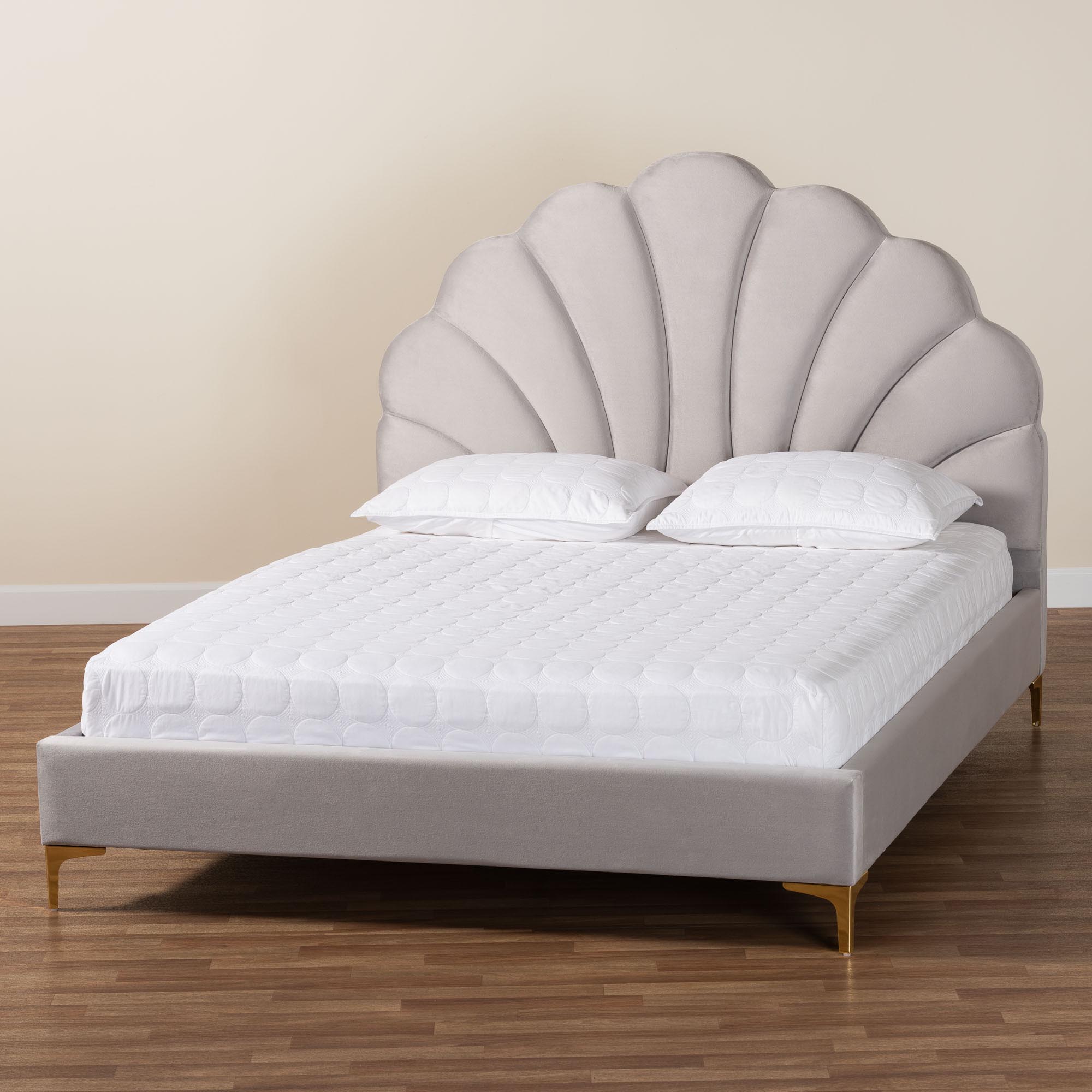 Baxton Studio Acosta Glamour Platform Bed, Queen, Gold