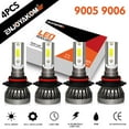 thumbnail image 1 of 4PCS 9005 9006 LED Combo Headlight Kit Bulbs 6000K Cool White COB High Low Beam, 1 of 7