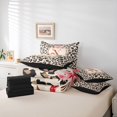 thumbnail image 6 of Catabedysis Cheetah Alphabet Print 7pcs Queen Bedding,Brown Letter X Design Bedding Comforter Set Queen,Black Reversible For Girls, 6 of 7