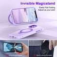 thumbnail image 3 of CASEFIV for iPhone 11 Case,with Magnetic Invisible Stand [Military Drop Protection] [Compatible with MagSafe] Shockproof Slim Translucent Anti-Slip with 2 Screen Protector+2 Lens Protector,Purple, 3 of 8