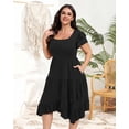 thumbnail image 3 of Vestido casual AZACHID de verano con doble volante de manga corta para mujer, 3 of 8