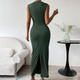 thumbnail image 6 of Lmnyox Bodycon Maxi Dress for Women Sleeveless Mock Neck Long Dress Summer Cocktail Party Club Dress, 6 of 7