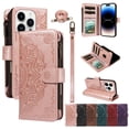 thumbnail image 1 of For iPhone 14 Pro Max Wallet Case, 9 Card Slots RFID Blocking Crossbody Leather Cover, Zipper Pocket, Detachable Wrist & Shoulder Strap, Magnetic Shockproof Protective Phone Case for Women,Pink, 1 of 11