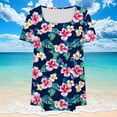 thumbnail image 4 of QUNYINEY Short Sleeve Womens Tops Trendy Square Neck Hawaiian Casual Shirts Pullover Loose Pleated Plus Size Women Shirts, 4 of 5