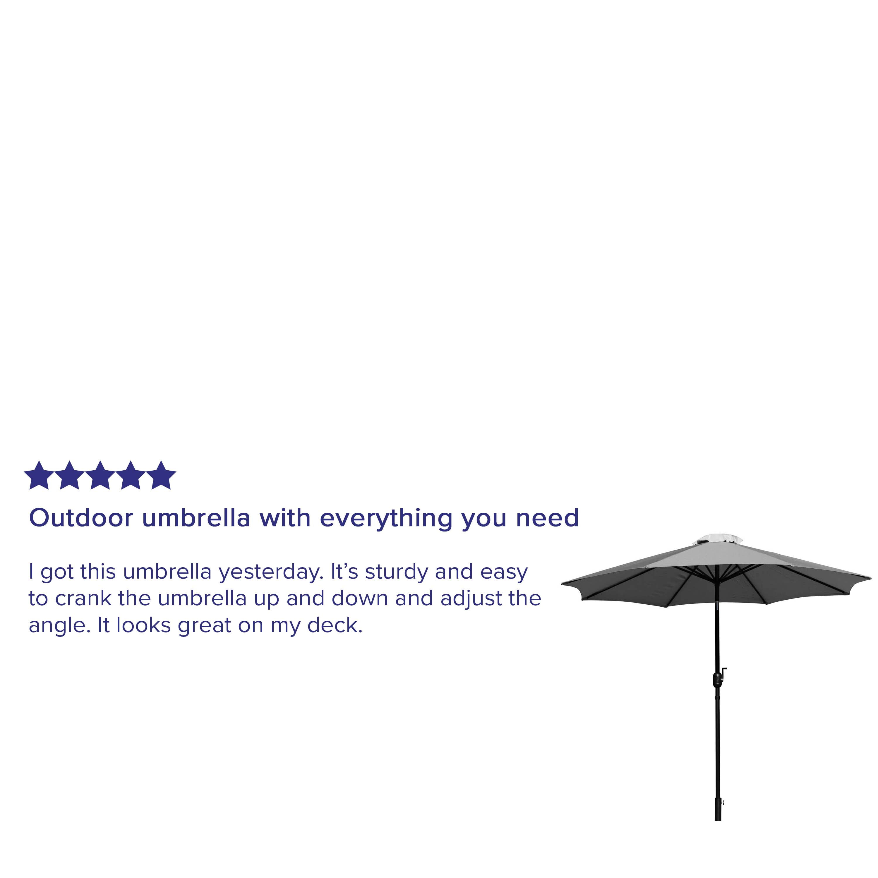Merrick Lane Grey 9' Round UV Resistant Outdoor Patio Umbrella With Height Lever And 33° Push Button Tilt