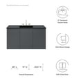 thumbnail image 3 of Sink Vanity Cabinet, Wall Mount, Grey Gray Black, Ceramic, Melamine, Modern Contemporary, Hotel Bedroom Bathroom Master Suite Guest, 3 of 9