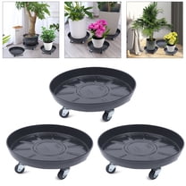 Miumaeov 3Pcs Flower Pot Tray Heavy Duty Plant Dolly Planter Mover Stand Round Plate with Wheels