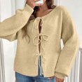 thumbnail image 5 of AGWOLF Cardigan Sweaters for Women Trendy Bow Tie Open Front Cardigan Casual Knitted Lantern Sleeve Sweater Fall Winter Oversized Tops, 5 of 6