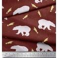 thumbnail image 2 of Soimoi Brown Poly Georgette Fabric Falling Star & Polar Bear Animal Printed Fabric 1 Yard 42 Inch Wide, 2 of 3