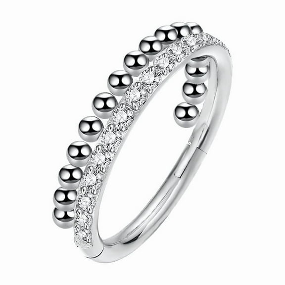 PULABO Titanium Micro Cubic Zirconia Hinged Nose Hoop Ring Body Jewelry Unisex