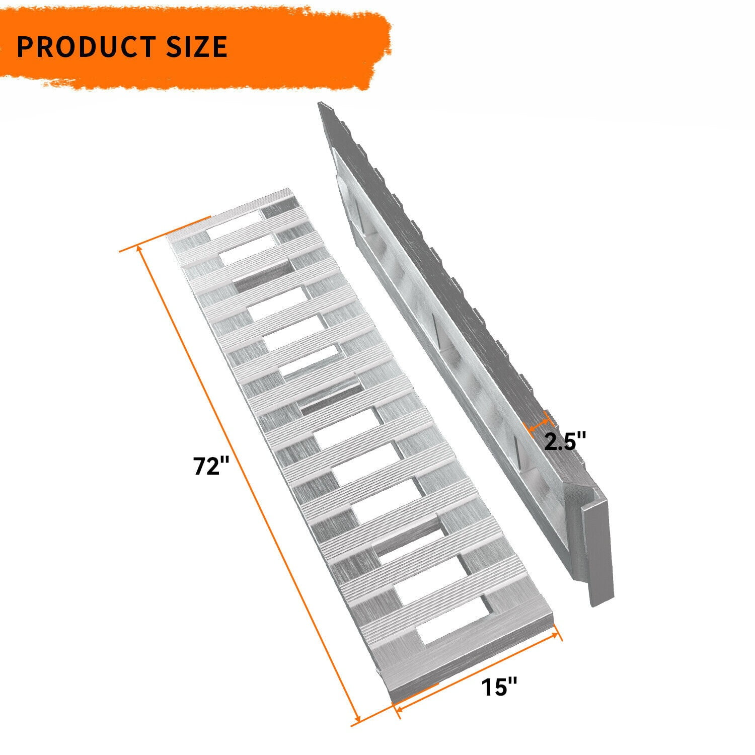 RVNI 2X 6000lbs 72" x 15" Trailer Ramps for Car ATV Truck Auto & Hook Ends Aluminum