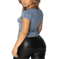 thumbnail image 4 of T-Shirt Basique à Manches Courtes pour Femmes Slim Fit Noir L, 4 of 5