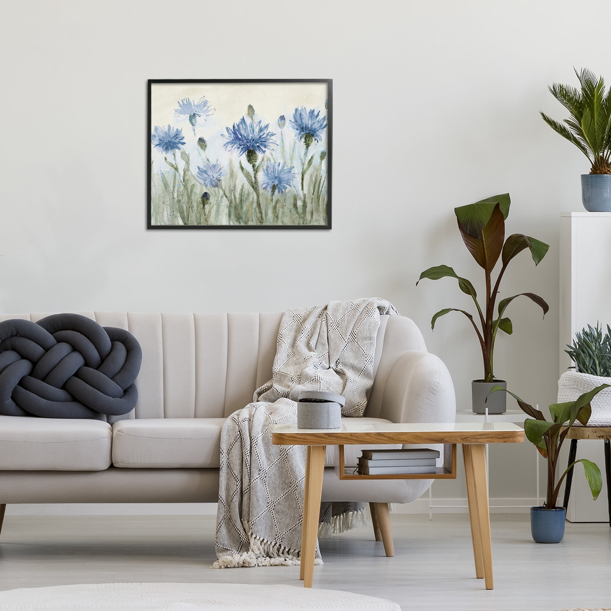 Stupell Industries Blue Cornflowers Meadow Black Framed Giclee Art, design by Lanie Loreth