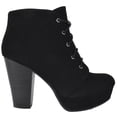 thumbnail image 2 of Soda Women Chunky Thick High Heels Ankle Boots Platform Lace Up Booties AGENDA-S Black 5.5, 2 of 3