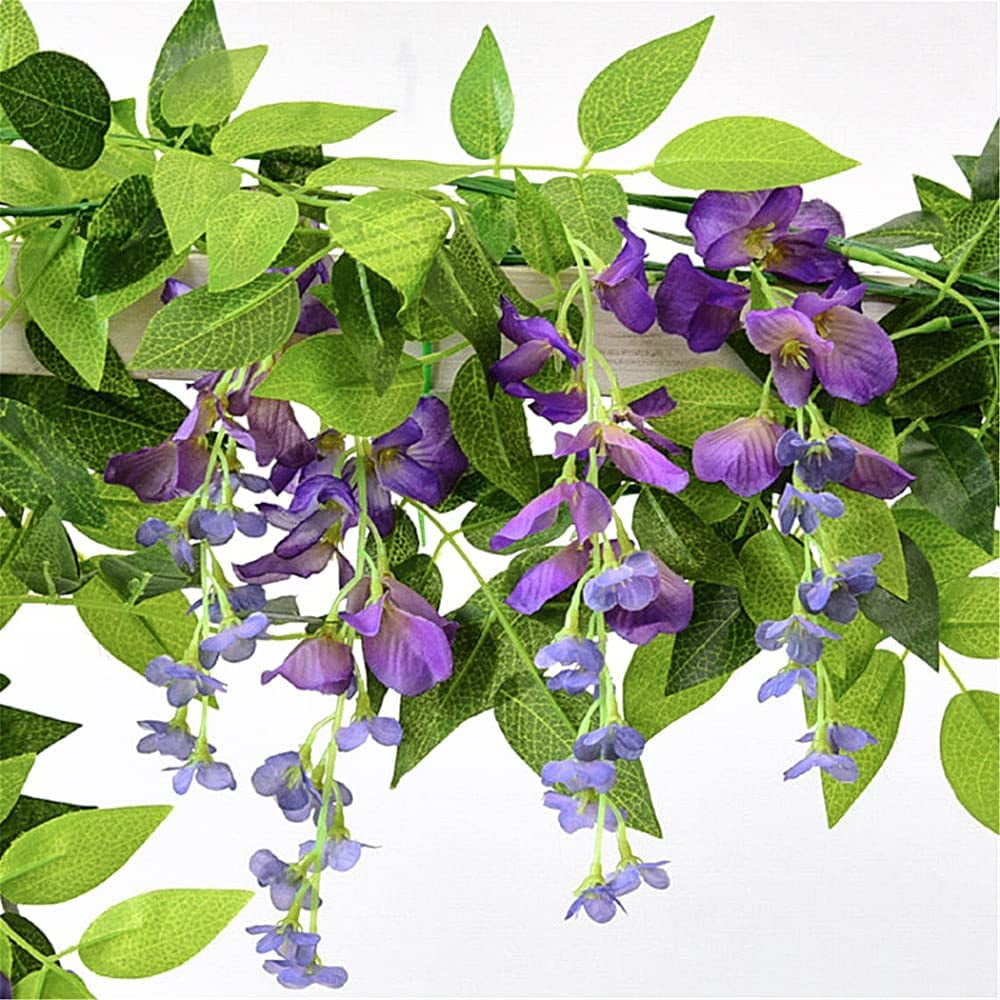 GRNSHTS Wisteria Garland Artificial Flowers Wisteria Vine - 6Pcs Total 39ft Purple Fake Wisteria Hanging Flower
