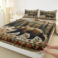 thumbnail image 3 of Manfei Wild Animal Bear Full Size Sheets,Retro Rustic Flower Bed Sheets,Ink Moutain Pine Pattern Sheet Sets For Men Women,Microfiber Bedroom Decor,4pcs, 3 of 7