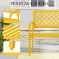 thumbnail image 4 of Dovov Oversized Outdoor Bench, Steel Garden Bench All Weather Patio Bench Outdoor Loveseat Bench for Backyard Porch Garden, Geometric Backrest, Yellow, 4 of 11