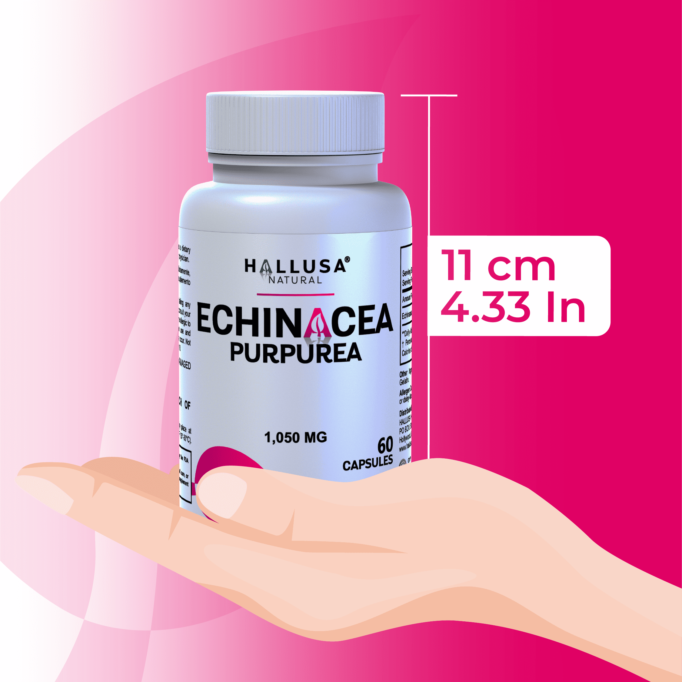 HALLUSA NATURAL Echinacea Purpurea Immune Support Capsules, 60