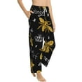 thumbnail image 2 of Uemuo Hohey Bee Golden Embroidery Pattern Women's Wide Leg Palazzo Lounge Pants with Pockets Light Weight Loose Comfy Casual Pajama Pants-X-Large, 2 of 9