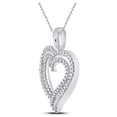 thumbnail image 2 of Diamond Princess 10kt White Gold Womens Round Diamond Double Frame Heart Pendant 1/2 Cttw, 2 of 2