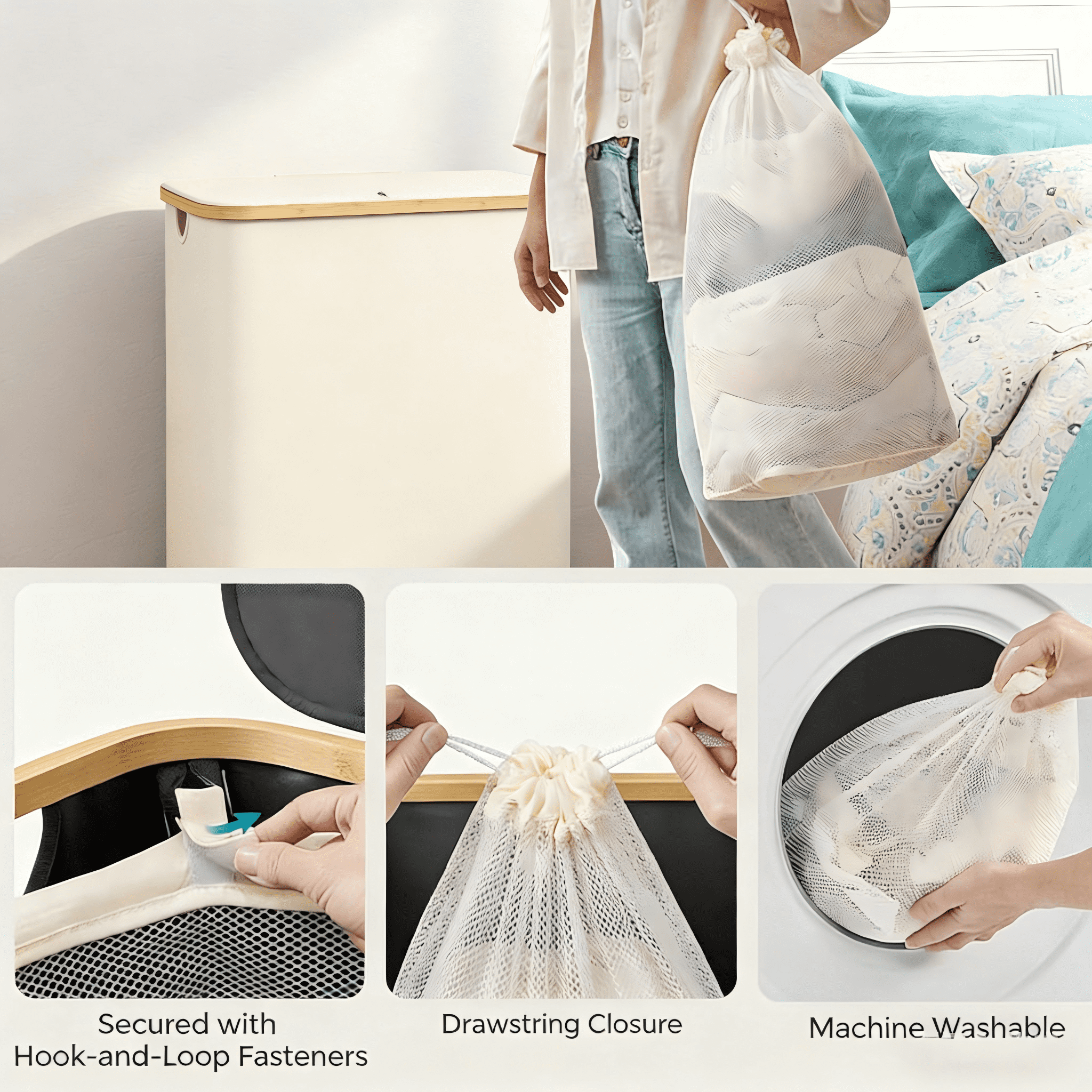LENLN 150L Large Laundry Basket with Stand Foldable Waterproof Cover, Laundry Sorter, 3 Section Laundry Hamper , Suitable for Bathroom, Laundry Room