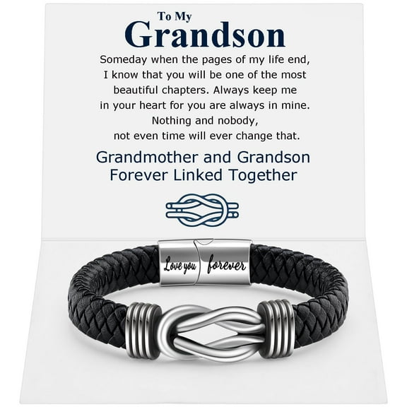 To My Grandson Bracelet, Gifts for Teens Boys Men Inspirational Bracelet for Birthday Confirmation Graduation Back to School Christmas Gifts