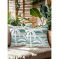 thumbnail image 1 of Outdoor Pillows Waterproof, Palm Tree Bedding Throw Pillows with Insert for Couch Sofa Bed, Coastal Tropical Coconut Plants Green Wooden 16x16 Inch Pillowcases Decorative Patio Pillow Set of 2, 1 of 4