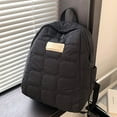thumbnail image 2 of Backpack for Women Solid Color Lightweight Casual Quilted Daypack Vintage Winter Style Bookbag for College, High School, Work, Travel, Black, 2 of 10