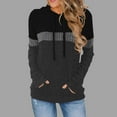 thumbnail image 5 of Rib-Knit Hoodies for Women Color Block Hooded Pullover Sweatshirt with Pocket Long Sleeve Drawcord Tops (XL, Black), 5 of 5