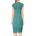 thumbnail image 4 of MEROKEETY - Vestido de cóctel Elegante sin Mangas con Encaje Floral para Mujer, Cuello Redondo, Longitud a la Rodilla para Fiesta, Turquesa, Large, 4 of 6