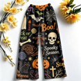 thumbnail image 4 of Trgacdwlo Halloween Womens Lounge Pants Fleece Cat Pumpkin Print Pj Bottoms for Women Winter Warm Womens Fuzzy Pajama Pants, 4 of 5