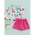 thumbnail image 2 of Qiylii Boy's Two-Piece Summer Clothes Set, Baby Toddler Kid Boy Cartoon Dinosaur Print Short Sleeve Lapel Button Shirt + Shorts,6M-4Years, 2 of 9