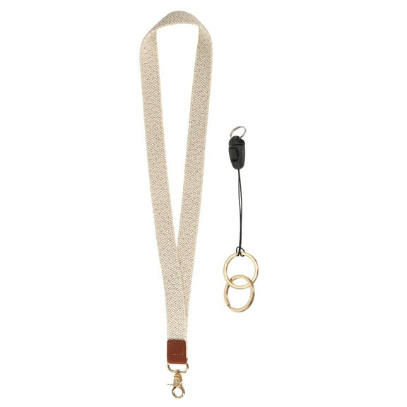Uxcell Elastic Lanyard for Keys, Cute Keychain Neck Lanyard for Women Men Teacher Long Keychain Braid Strap for ID Badge Wallet Phone Card Business Office, Colored White