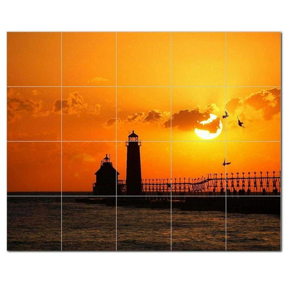 Lighthouse Ceramic Tile Mural Kitchen Backsplash Bathroom Shower, 400780-L54