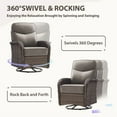 thumbnail image 3 of Giantfurnni 3-Piece Patio Wicker Swivel Rocking Chairs with Side Table Outdoor Rattan Conversation Furniture Patio Bistro Set with 6" Thick Cushions for Porch Garden Deck, Gray, 3 of 11