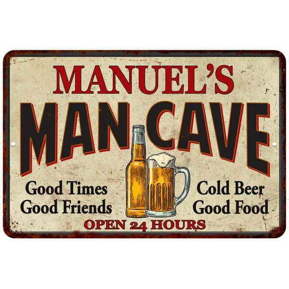 MANUEL'S Man Cave Metal Sign Wall Decor Gift 8x12 208120011113
