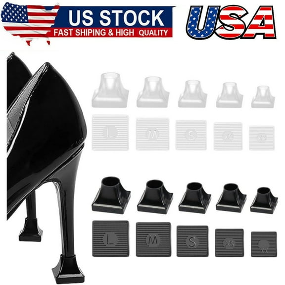 10 Pairs High Heel Protectors 5 Sizes Heel Repair Caps Covers & Heel Stoppers Heel Cover Replacement Tip Caps for Outdoor Weddings/Stop Sinking at Grass/Gravel/Bricks and Cracks