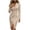 Khaki, variant on Womens Long Sleeve Cocktail Dresses Pearls Strap Bodycon Midi Dress for Wedding, Prom, Cocktail Party, Bridal Shower Pink M