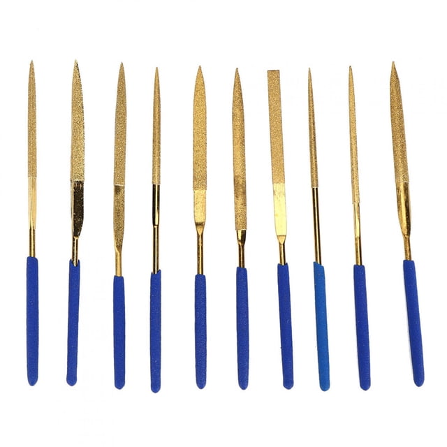 Kit de herramientas para limas de aguja de diamante de acero chapado en titanio de 3 x 140 mm para limar acero y cerámica