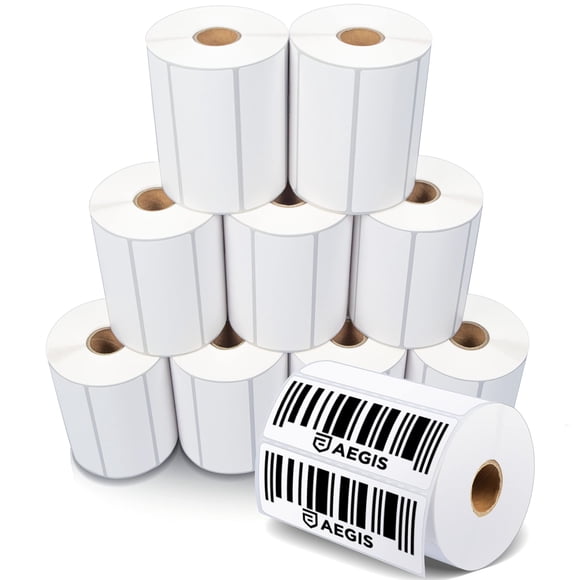 Aegis Adhesives - 4” X 1.5” Direct Thermal Labels for Printing Barcodes, Address, Perforated & Compatible with Rollo, Zebra, & Other Desk