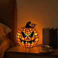 thumbnail image 6 of Vintage Halloween Pumpkin Lamp Decor, Classic Jack-o-Lantern Stained Glass Pumpkin Lamp, Soft Warm LED Ornament Light for Indoor Mantel Autumn Home Decor M C-1PC, 6 of 7