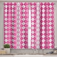 thumbnail image 2 of Ambesonne Pink and White Valance & Curtain, Traditional Argyle, 55"x36", Pink Pale Pink and White, 2 of 7