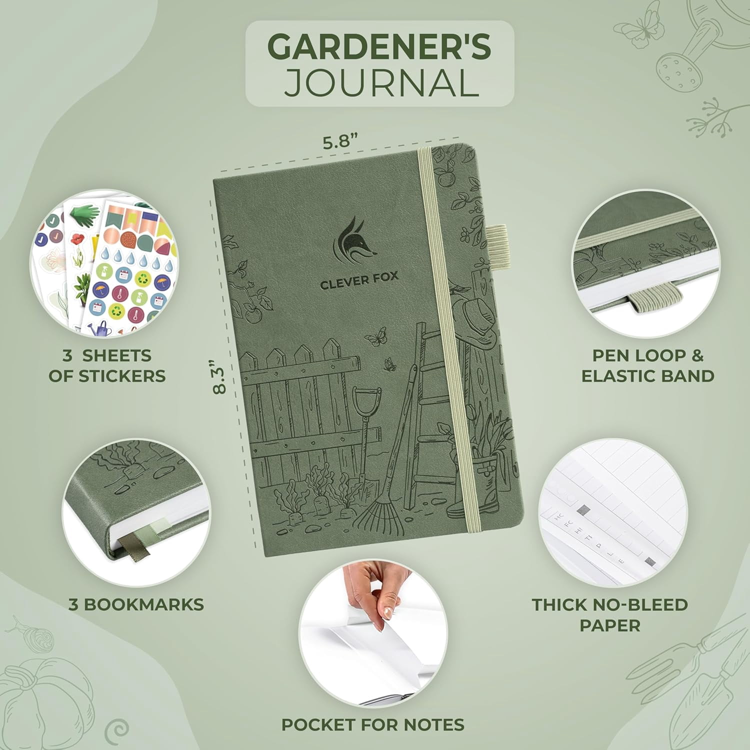 Gardener’s Journal – Guided Gardening Notebook to Plant Vegetables, Flowers & Herbs – 5-Year Garden Log Book for Beginners (Cypress)