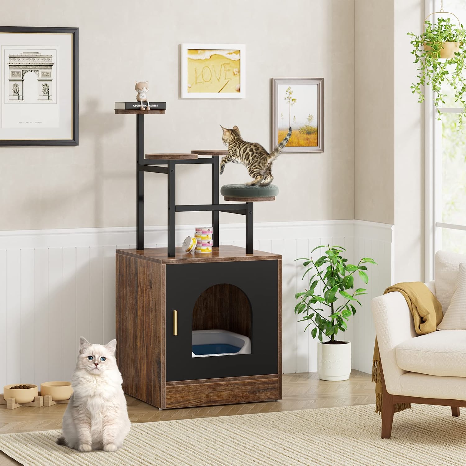 Tribesigns Litter Box Enclosure, Rustic Brown Tall Enclosed Kitty