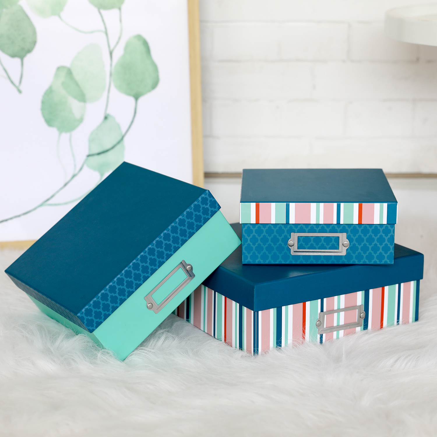 Kinbor 3pcs Stackable&Nested Square Gift Box Lid Collection Walmart